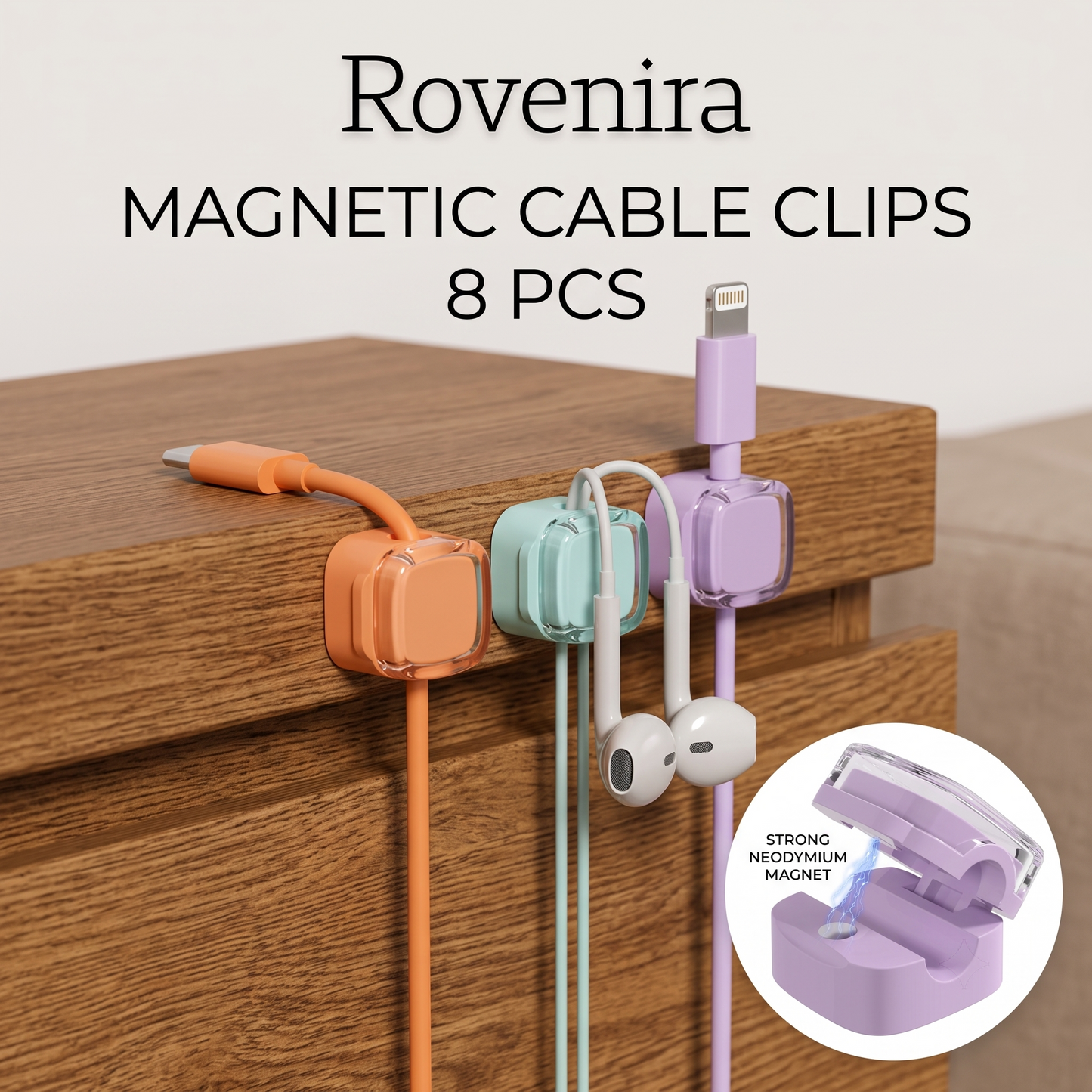 Rovenira® Magnetic Cable Clips 8 PCS